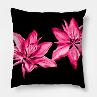 Pink Painted Watercolor Lilies Floral Pillow