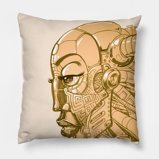 Robot Lady- Sandy Pillow by Samax