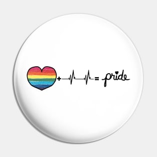 Original LGBTQIA Pride Flag Heart + Heartbeat = Pride Design Pin