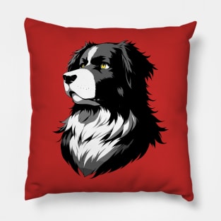 Stunning and Cool Caucasian Shepherd Dog Monochrome and Gold Portrait for Father's Day Pillow