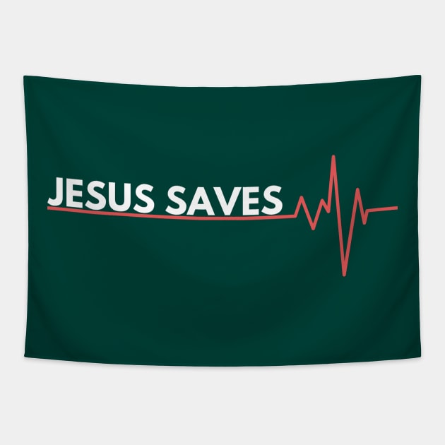 Jesus Saves Tapestry by Happy - Design