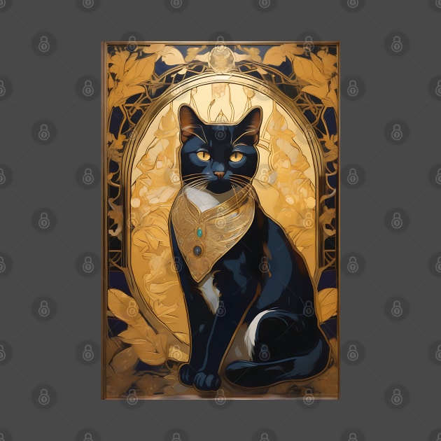 Black Cat and Gold Leaf by JonHale