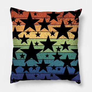 Distressed Gay Pride Stars and Bars Pillow