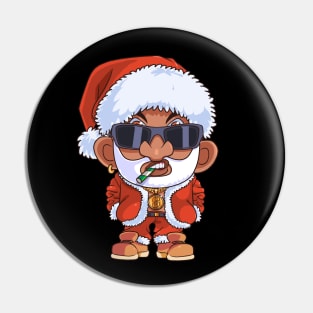 Black Santa Claus Gangster Christmas Pin