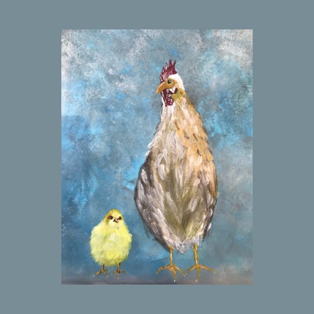 Mommy and baby chicken by designInk