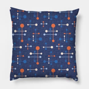 Mid Century Atomic Age Pattern 36 Blue, Apricot Pillow