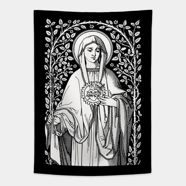 Vintage Virgin Mary Catholic Tapestry by Beltschazar