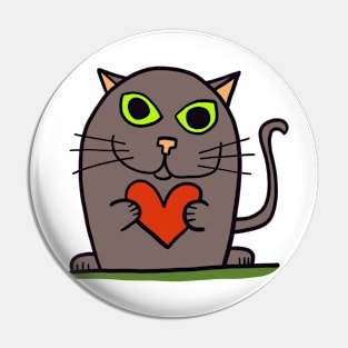 cat with heart Pin