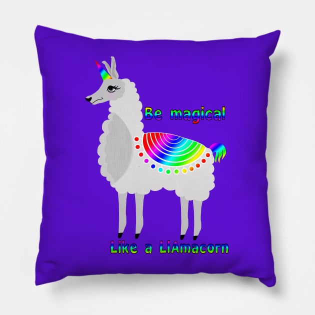 Be Magical like a Llamacorn Pillow by Lynndarakos