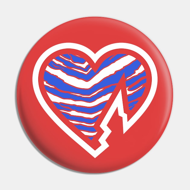 HBK Buffalo Zubaz Heart Pin by Carl Cordes