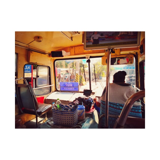 Public bus transportation on the road, Bangkok, Thailand. by Nalidsa