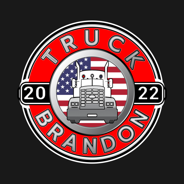 TRUCK BRANDON FREEDOM CONVOY  - USA FREEDOM CONVOY 2022 RED ROUND SILVER GRAY LETTERS by KathyNoNoise