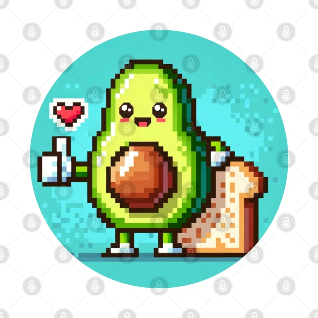 Retro Gamer Breakfast: Pixel Art Avocado on Toast by Pixel Punkster