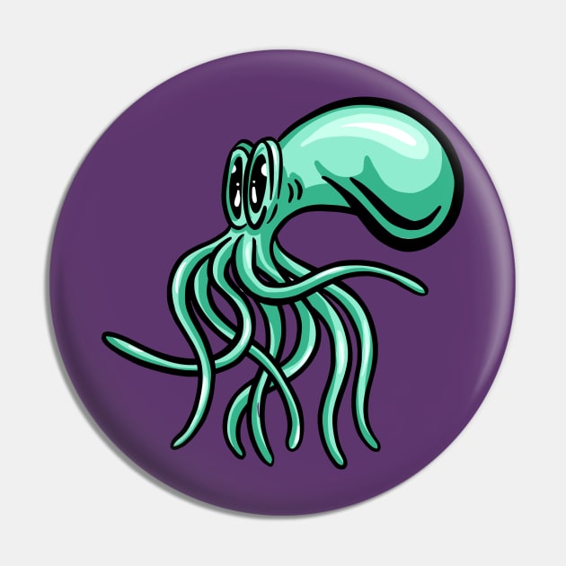 Cute Cartoon Octopus Squid Green Pin by Squeeb Creative