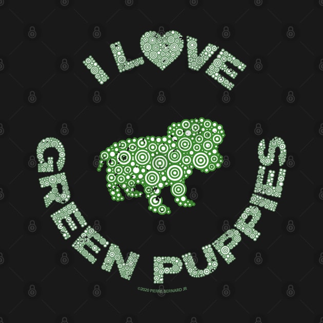 I Love Green Puppies Dog Lover Circle Design by pbdotman