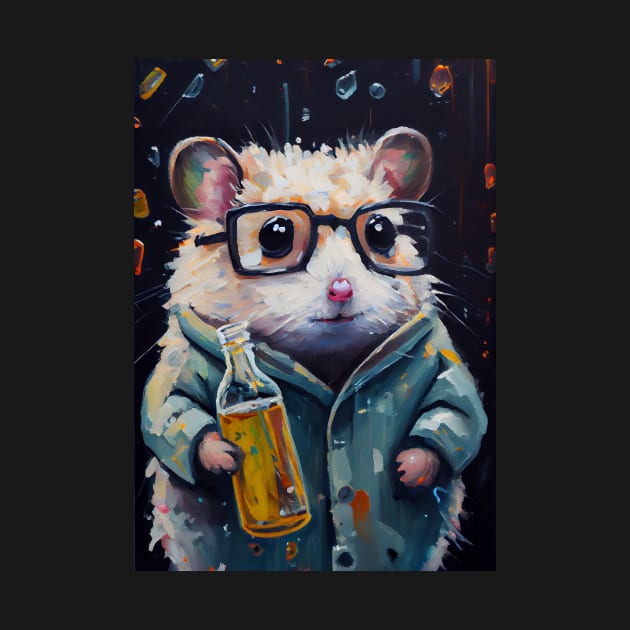 Lab Rats - impasto oil painting.  Hamster with a bottle by simonrudd