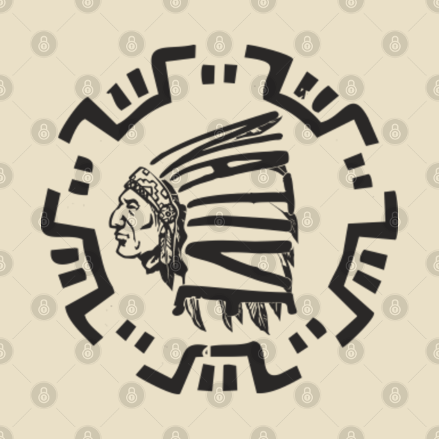 Discover Native American Chief Side View Ancient Circular Border Design - Native American - T-Shirt