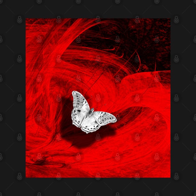Silver butterfly emerging from the red depths by hereswendy