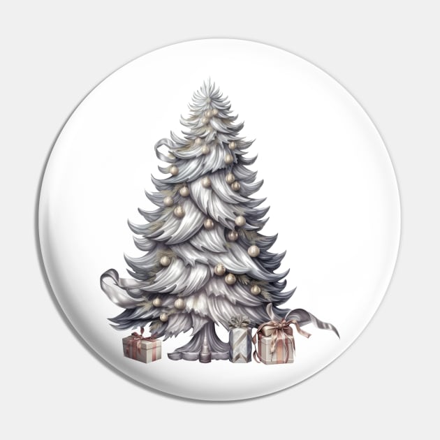 Silver Christmas Tree Pin by Chromatic Fusion Studio