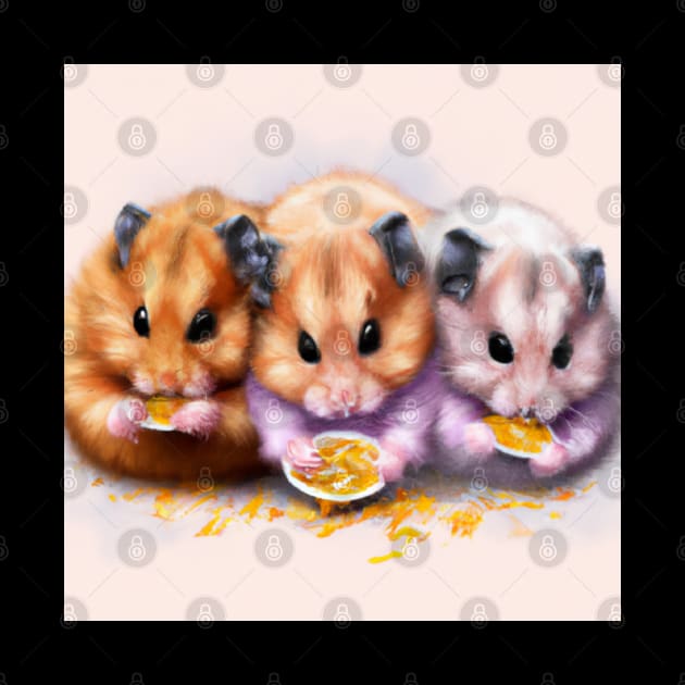 Lindos Hamsters Comiendo by Cotton Candy Art