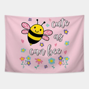 Bee "Cute As Can Bee" Funny Bee Pun Girls Tapestry