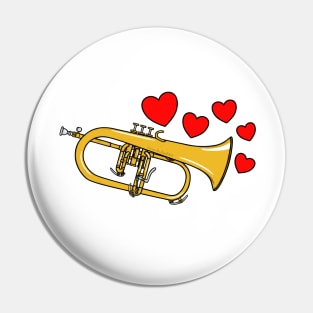 Valentines Flugelhorn Teacher Brass Player Wedding Musician Pin