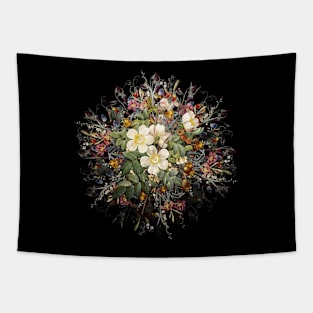 Vintage White Candolle Rose Flower Wreath Tapestry