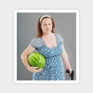The art of Stock-like photos 1 - Lady protecting watermelon Magnet