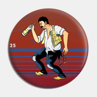 El Borracho Loteria Retro Illustration Pin