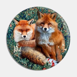 RED FOXES AMONG GREENERY, FOLIAGE AND WILD FLOWERS Pin