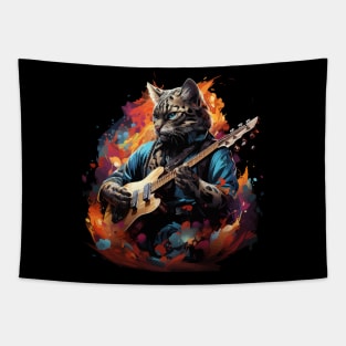 Ocelot Playing Guitar Tapestry