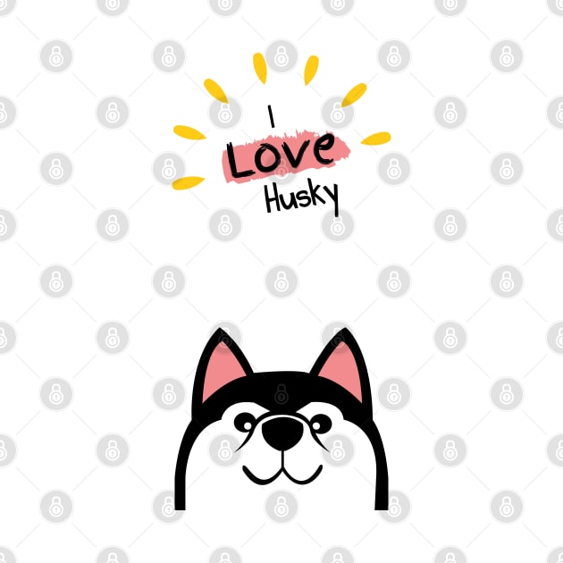 I love husky dog by HB WOLF Arts