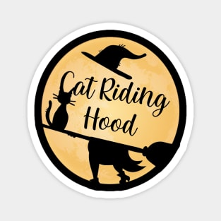 Cat Riding Hood Funny Witch Halloween Gag Gift Costume Magnet