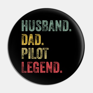 Husband Dad Pilot Legend Retro Vintage Pin