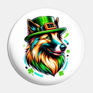 Belgian Sheepdog Embraces Saint Patrick's Day Spirit Pin