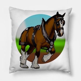 Single Clydesdale in harness Pillow