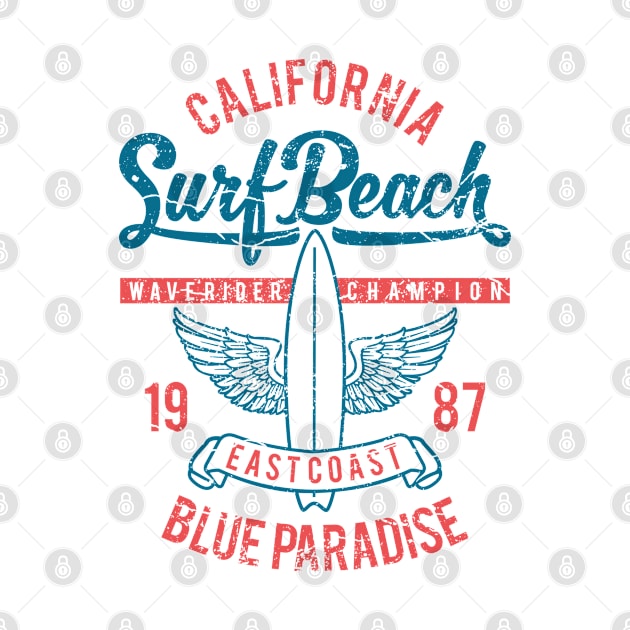 California Surf Beach: East Coast Vintage Design by Jarecrow 