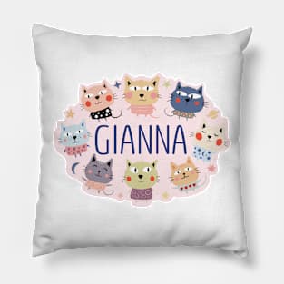 Gianna name with cartoon cats Pillow