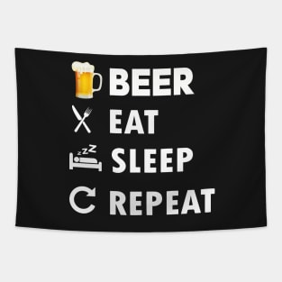 Beer eat sleep repeat Tapestry