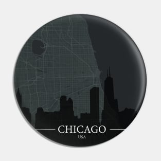 Chicago city map with silhouette Pin