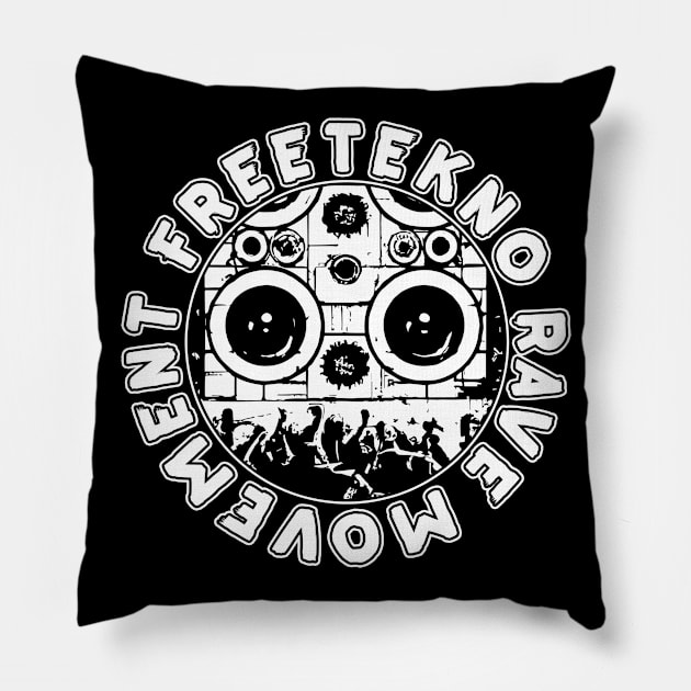 FreeTekno Rave Movement Teknival Pillow by T-Shirt Dealer