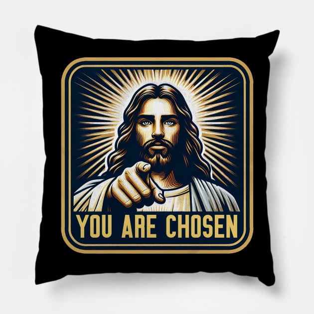 You Are Chosen Jesus Christ Bible Quote Pillow by Plushism