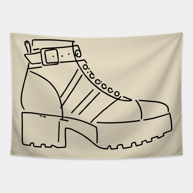 Line art of a Platform shoe Tapestry by design/you/love