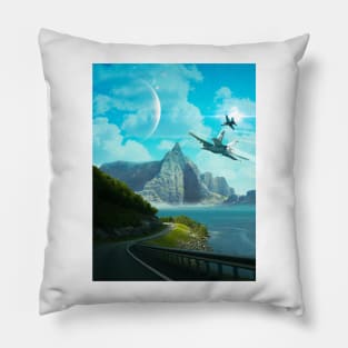 Jets Over The Road Pillow