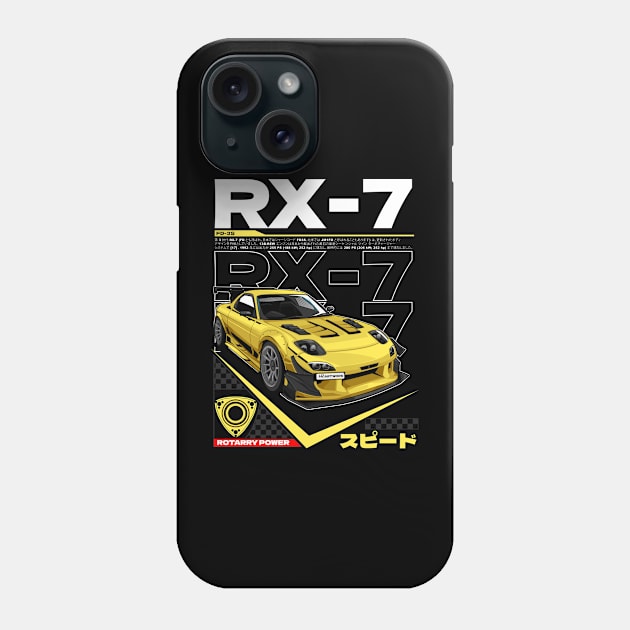 JDM LEGEND MAZDA RX7 FD3S -YELLOW Phone Case by HFP_ARTWORK