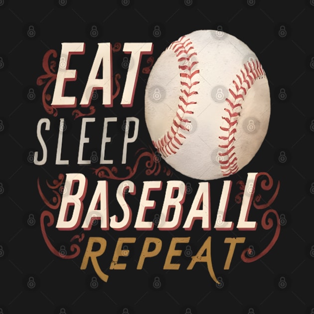 Eat Sleep Baseball Repeat Funny Baseball Player by justingreen