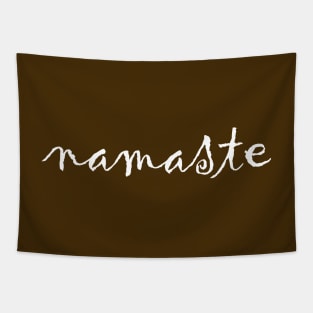 Namaste Yoga Teacher White on Black Tapestry