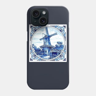 Dutch Blue Delft Large Windmill Scene Print Phone Case