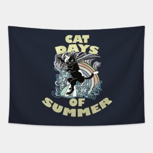 Funny Cat Surfer Quote CAT DAYS OF SUMMER Vacation Gifts Tapestry