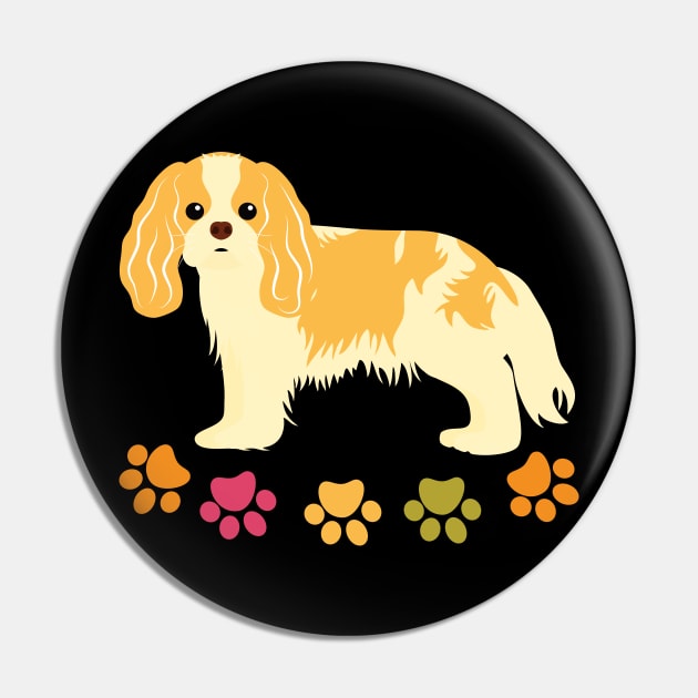 Cavalier King Charles Spaniel and Paw Print Pin by LulululuPainting